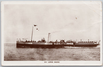 SS 'Lorna Doon' Steamship Ship 1912 RPPC Postcard 