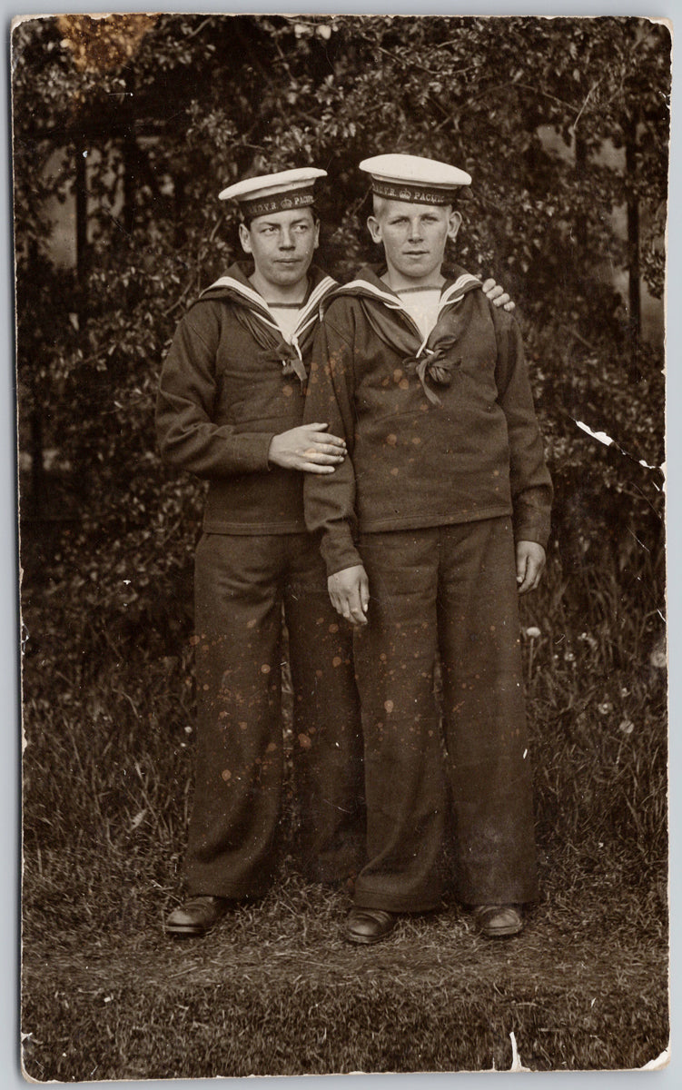 Two Sailors Royal Navy Canadian Volunteer Reserve Pacific RNCVR Young Men Canada WW1 Unused RPPC Postcard