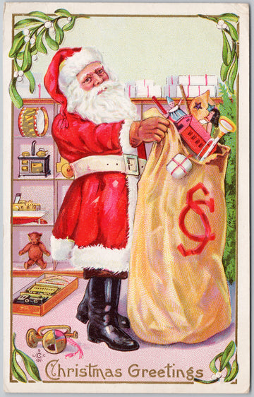 Santa Claus Christmas Greetings  Postcard 