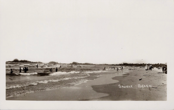 Sauble Beach Ontario Bathing Scene RPPC 1920s Swimmers Postcard 