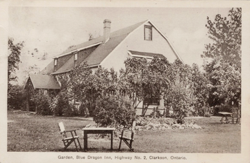Blue Dragon Inn Garden Clarkson Ontario Highway No. 2 Vintage 1940 Postcard 