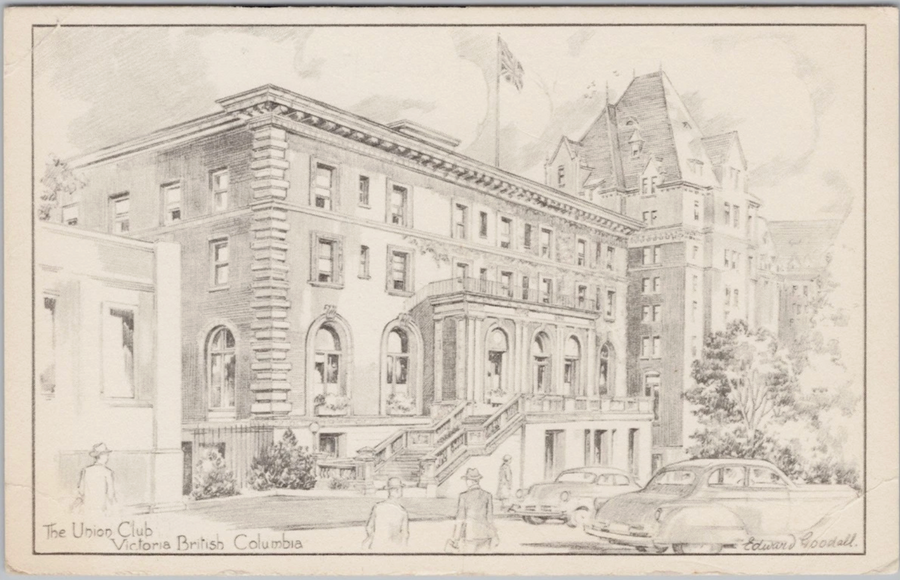 Union Club Victoria BC Vancouver Island Edward Goodall Postcard 