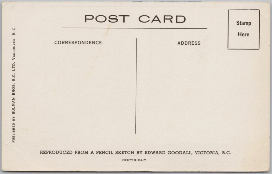 Union Club Victoria BC Vancouver Island Edward Goodall Postcard