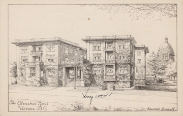 Glenshiel Hotel Victoria BC Vancouver Island Edward Goodall Postcard 