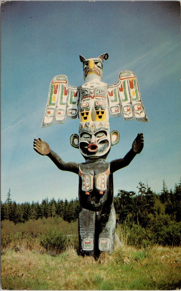 Kwakiutl Totem Pole Alert Bay BC British Columbia Postcard SE
