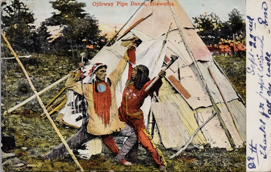 Ojibway Pipe Dance Hiawatha Ontario Ojibwe Indigenous ON ONT Postcard