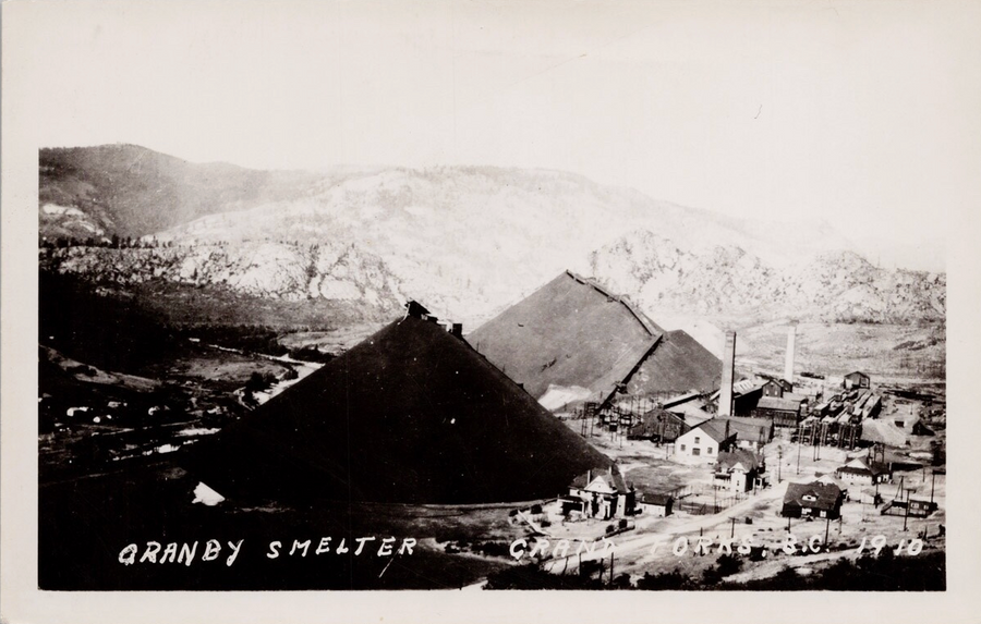 Granby Smelter Grand Forks BC British Columbia Mining Rumsey RPPC Postcard 