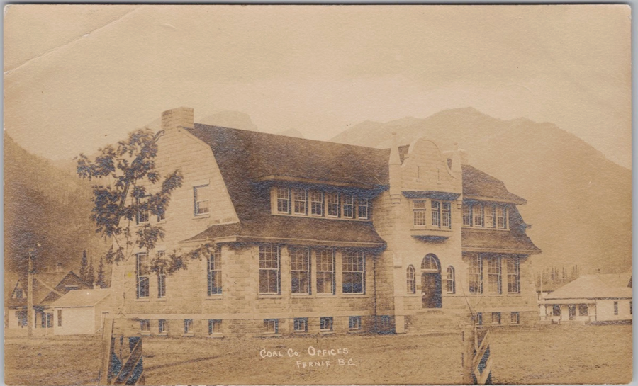 Fernie BC Crow's Nest Pass Coal Company Offices Now City Hall RPPC Postcard 