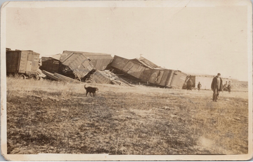 CNR Train Wreck Dog Unknown Location Cars #69020 #61434 #66144 RPPC Postcard 