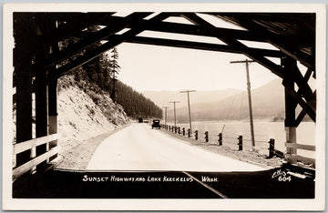 Sunset Highway Lake Keechelus WA  Ellis RPPC Postcard 