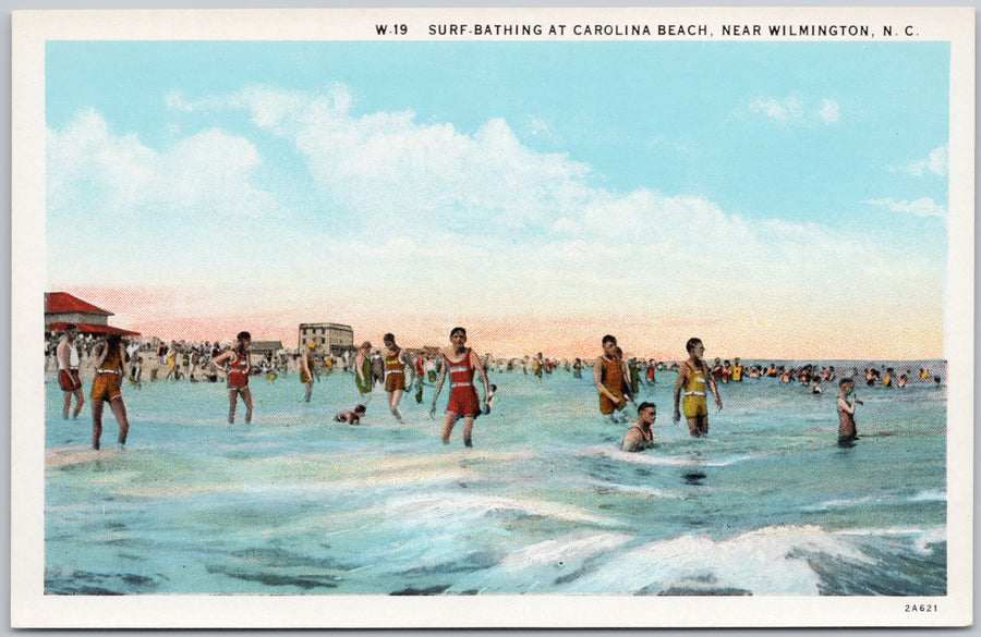 Surf Bathing Carolina Beach NC Postcard 