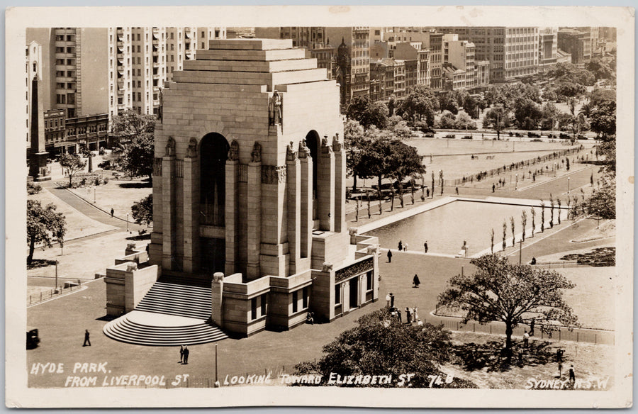 Sydney Australia Hyde Park from Liverpool St. Postcard 