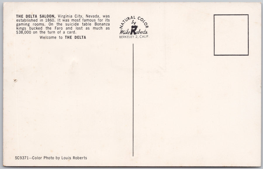 Delta Saloon Suicide Table Postcard Virginia City Nevada 