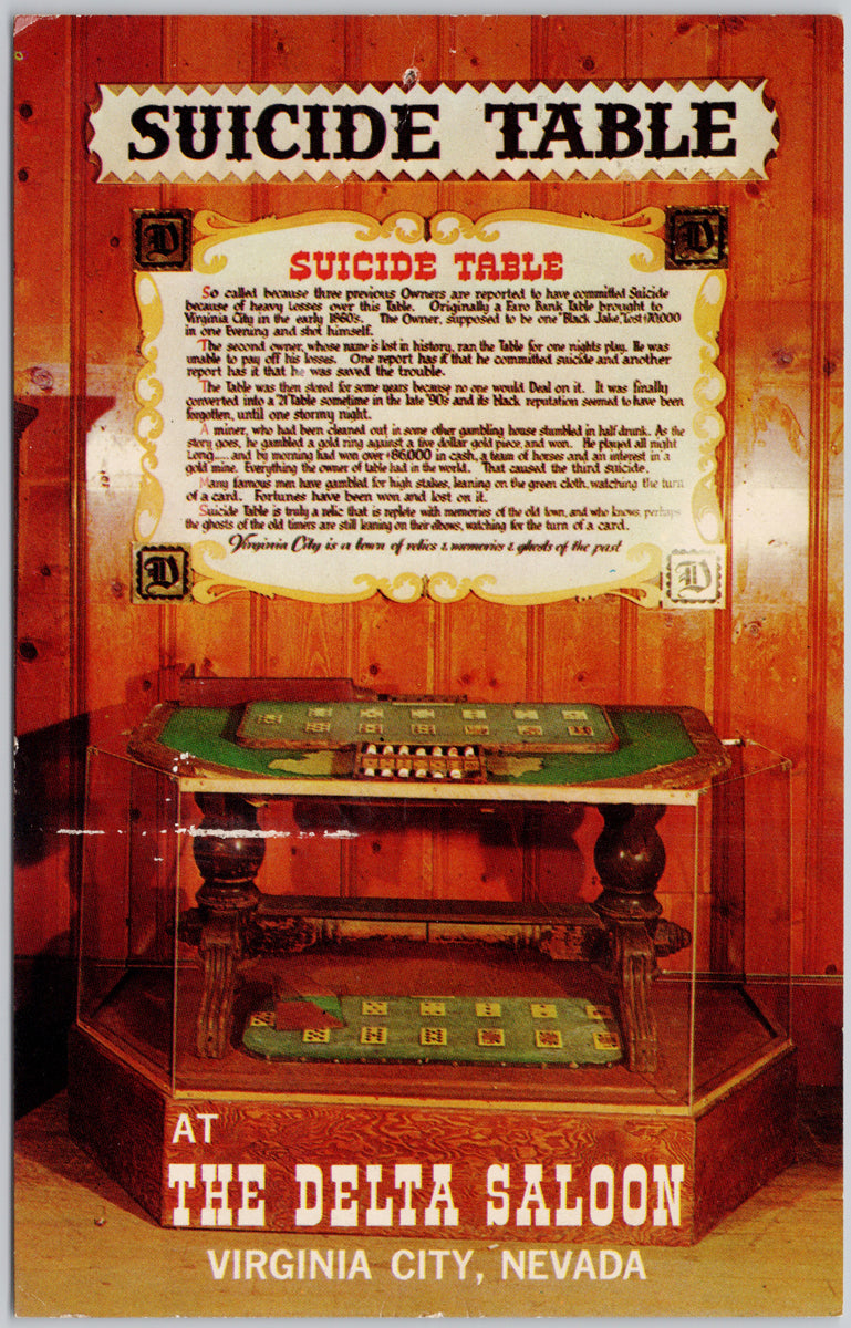 Delta Saloon Suicide Table Postcard Virginia City Nevada 