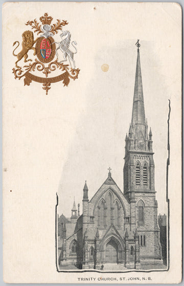 Trinity Church St. John NB New Brunswick Canada Patriotic Postcard 