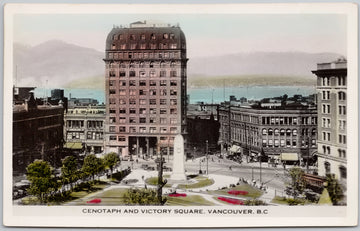 Vancouver BC Cenotaph and Victory Square Gowen Sutton Postcard 