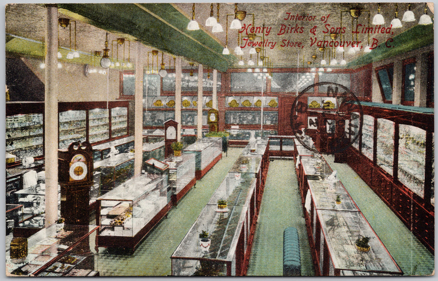 Vancouver BC Henry Birks & Sons Jewelry Store Postcard 