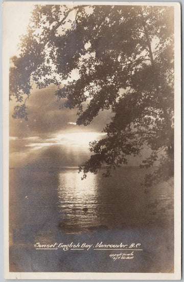 Vancouver BC Sunset English Bay Gowen Sutton RPPC Postcard 