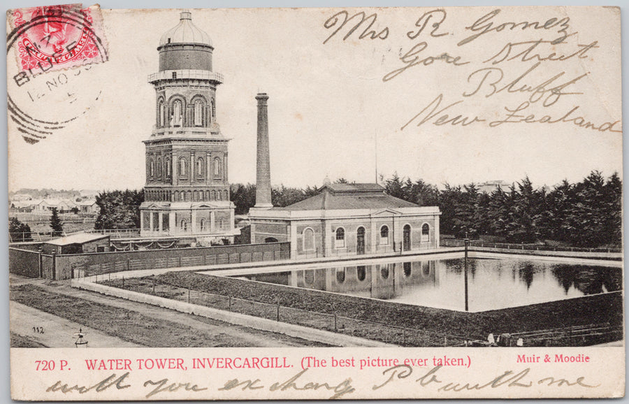 Water Tower Invercargill NZ Postcard 