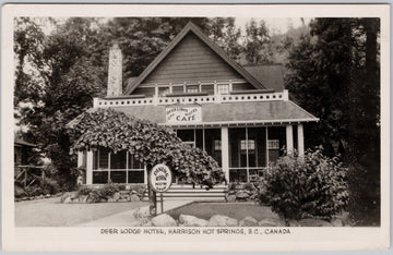 Historical photograph of Deer Lodge Hotel and Café at Harrison Hot Springs BC – Dee’s Postcards