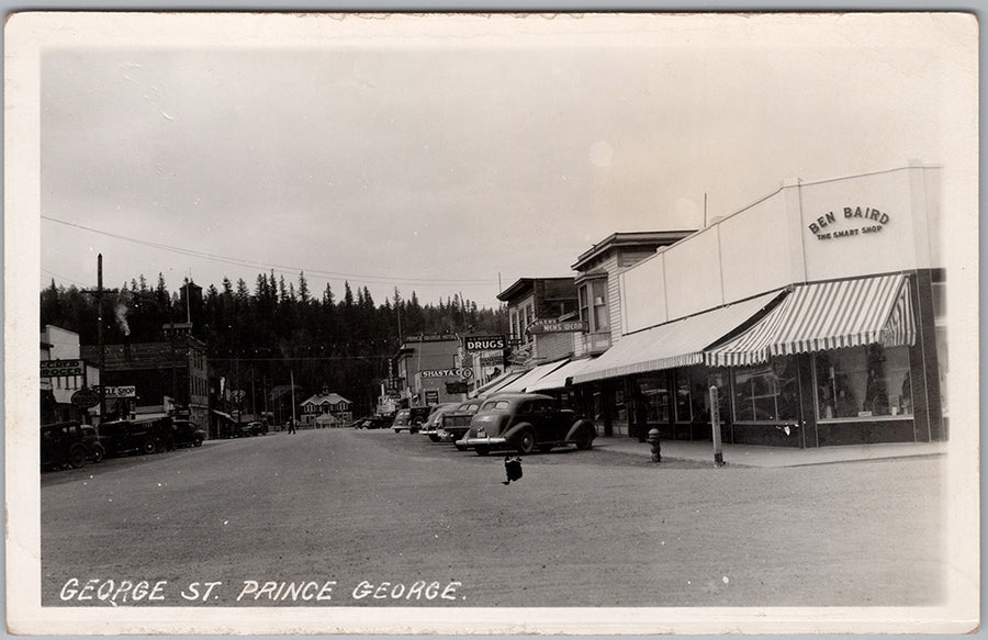 Prince George BC George Street Downtown RPPC Vintage Postcard 1940s ...