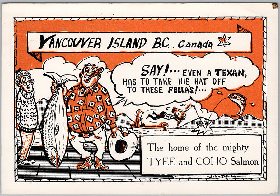 Vancouver Island BC Salmon Fishing Comic Postcard Stan Davison – Dee's ...