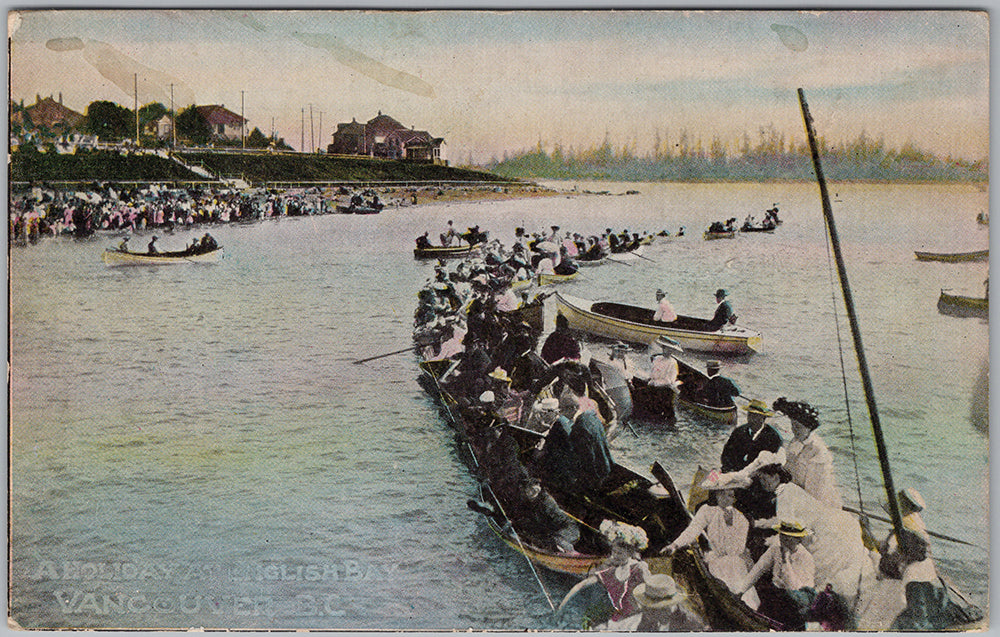 Vancouver British Columbia War Canoe Race Spectators Vintage Postcard ...
