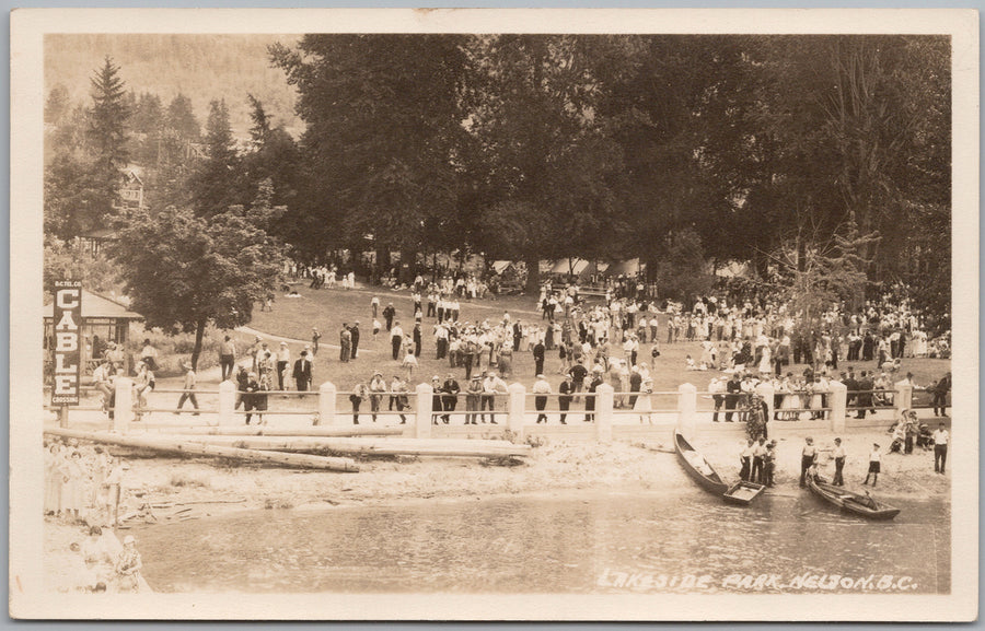 Nelson BC Lakeside Park British Columbia Canada RPPC Postcard
