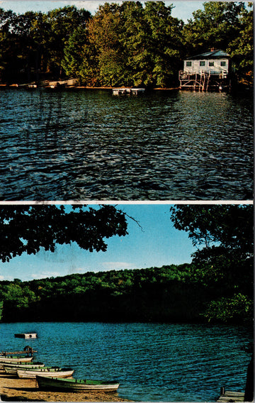 Voluntown CT Beach Pond Camp Ainola Connecticut Beach & Sauna Baths c1970s Postcard S1