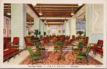 YMCA Hotel Chicago IL Illinois The East Room Vintage Linen Postcard S1 *as is