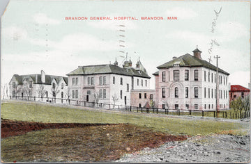 Brandon General Hospital Brandon Manitoba MB c1911 Postcard S1 *as is