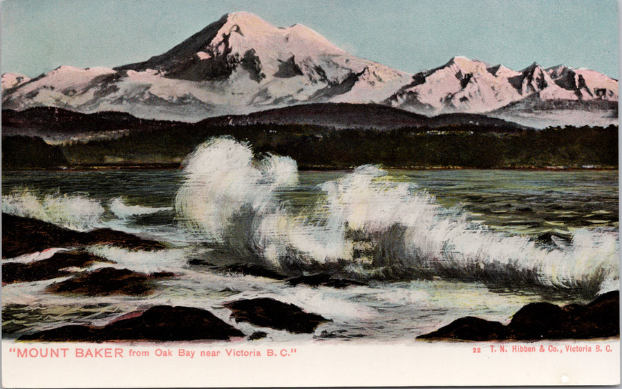 Mount Baker WA from Oak Bay BC Victoria Salish Sea Unused Hibben Postcard S1