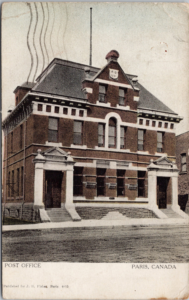 Post Office Paris Ontario Postcard