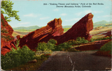 Sinking Titanic and Iceberg Denver Mountain Parks CO Vintage Postcard S2