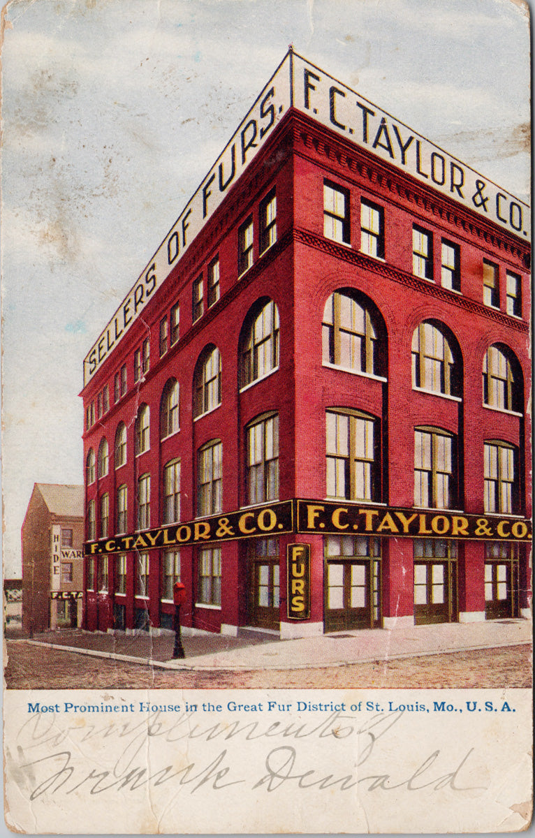 St. Louis Missouri FC Taylor & Co Building Great Fur District Postcard S2 *as is