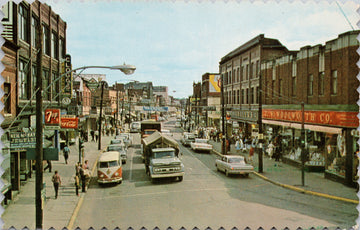 Main Street Moncton NB New Brunswick Woolworth Coca Cola 7up Unused Postcard S2