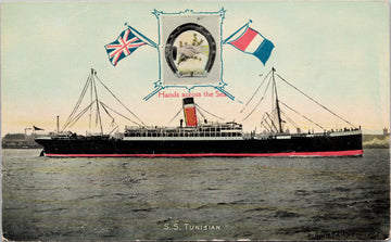 SS 'Tunisian' Steamship Ship Hands Across Sea Unused Art Publishing Postcard S2