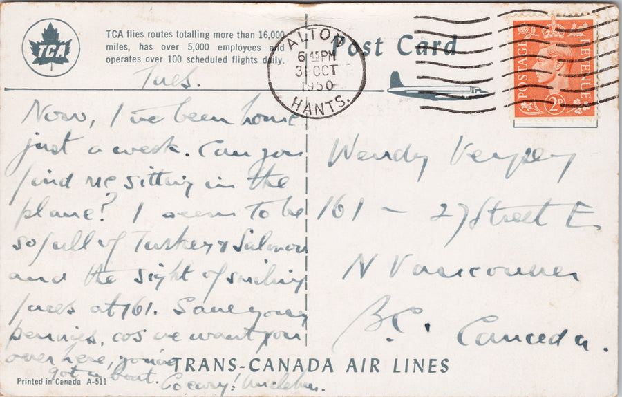 Trans Canada Air Lines Advertising 40 Passenger 'North Star' TCA Postcard S2