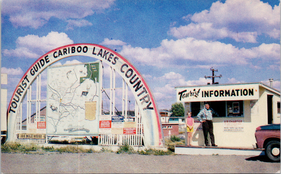 100 Mile House BC Rainbow Arch Tourist Information Unused Postcard S2