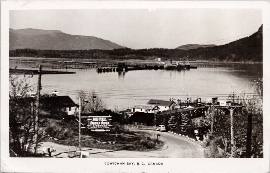 Cowichan Bay Vancouver Island BC Hotel Buena Vista c1947 RPPC Postcard S2