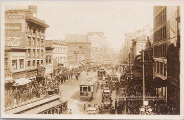 Hastings Street Vancouver BC Streetcar Coca Cola Gowen Sutton RPPC Postcard S2