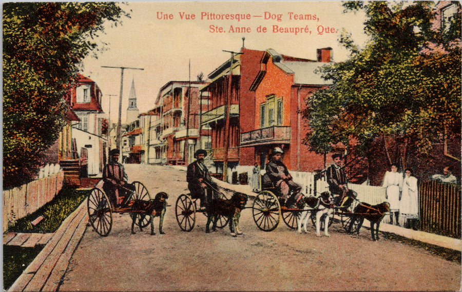 Dog Teams Ste. Anne de Beaupre Quebec QC Men Dogs Unused Novelty Postcard S2