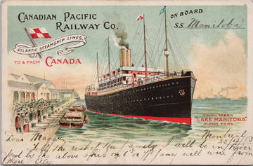 Canadian Pacific Railways Co Lake Manitoba Atlantic Steamship Lines c1903 Postcard S2