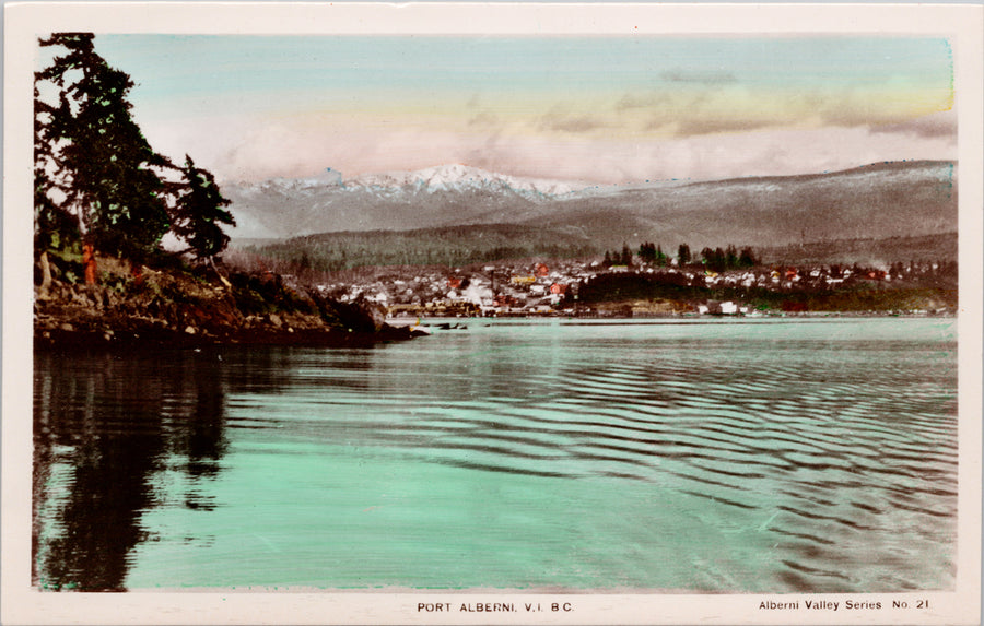 Port Alberni BC Vancouver Island Hand Coloured Unused RPPC Postcard S2