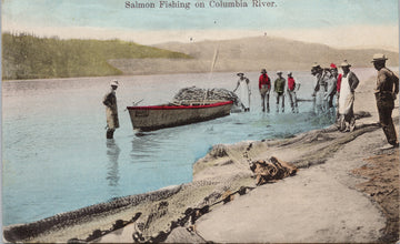 Salmon Fishing on Columbia River Oregon OR Fishermen c1908 Postcard S2