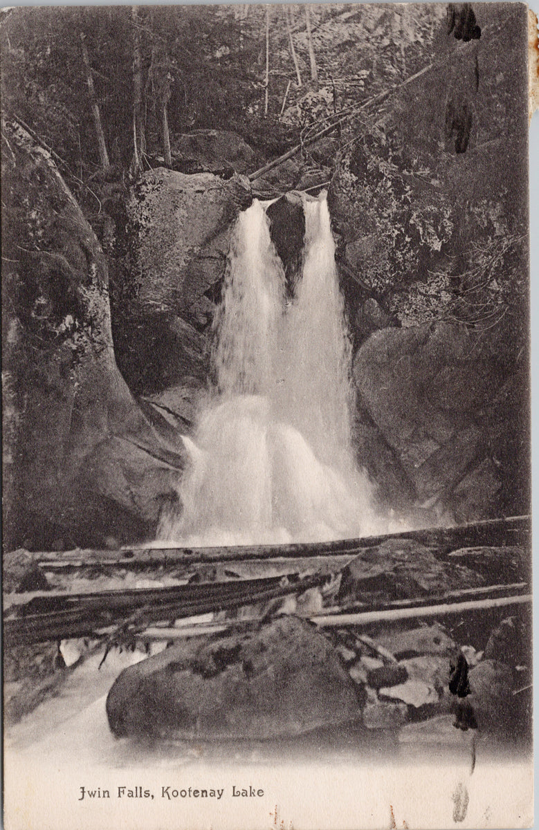 Twin Falls Kootenay Lake BC British Columbia c1907 J. Howard Chapman Postcard S2