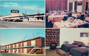 Fort Nelson Motor Hotel Fort Nelson BC Multiview Postcard S2