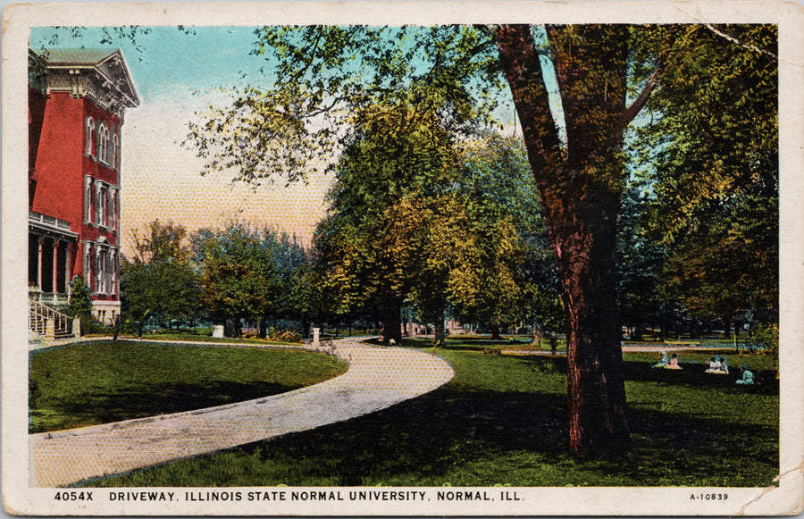 Normal IL Illinois State Normal University Driveway c1931 RPO Postcard S2