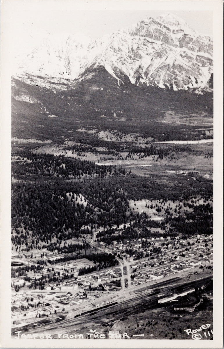 Jasper Alberta AB Aerial View Harry Rowed RPPC Postcard S2