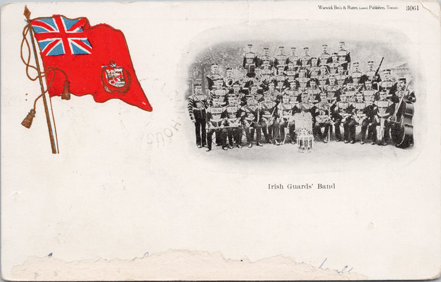 Irish Guards Band Patriotic Flag Warwick & Rutter c1905 Postcard S3 *as is